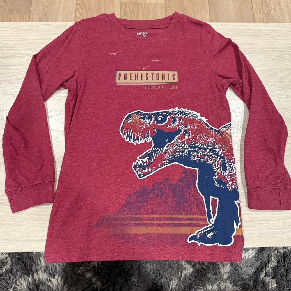 New Without Tags, Carter’s Boys Dinosaur Long Sleeve Shirt, Size 8